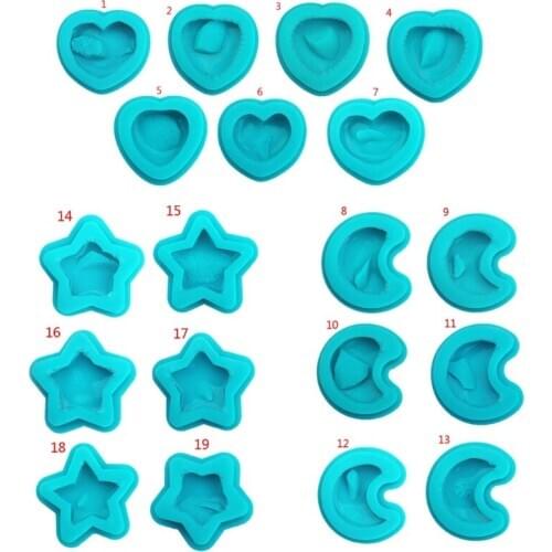 DIYCluster Crystal Gem Resin Casting Mold Natural Druzy Heart Star Moon Epoxy Resin Mold Rock Geode Stone Silicone Mould