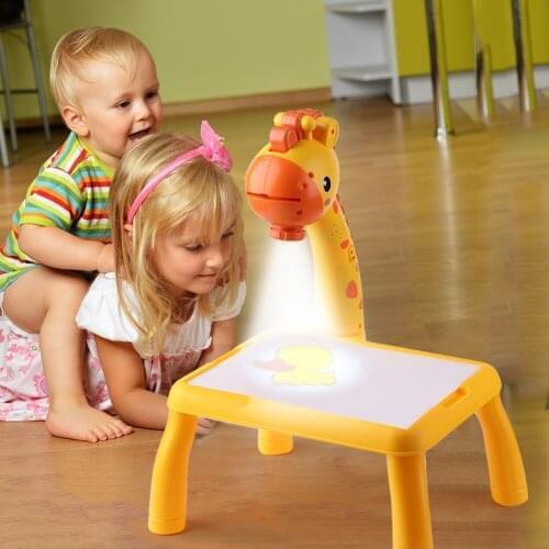 Giraffe Graffiti Writing Board Projection Drawing Desk Learning LED Projector Art Table Toy Multifunctional Giraffe