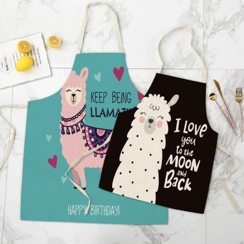 Women Kitchen Apron Cotton Linen Cute Animal Sleeveless Chef Cooking Aprons Kitchen accessories 68*55cm 0080