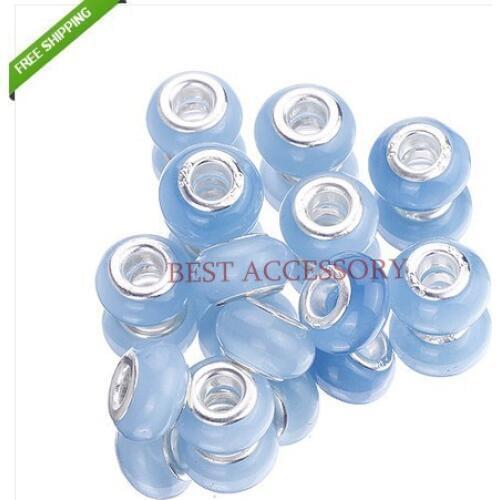 Hot Items!!! 500pcs/lot Light Blue Opal Cat Eye Charms Big Hole Bead Fit Bracelets Beads Dia.:14mm Hole Dia.:5mm