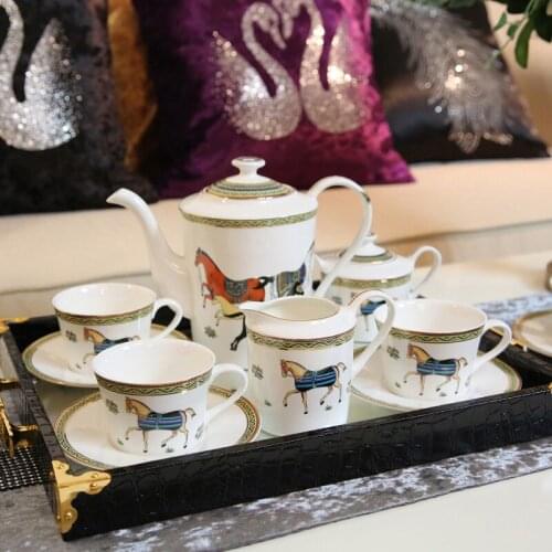 Ceramic Coffee Mugs & Pot Set Breakfast Milk Coffee Cups With Tray Drinkware Sugar Can Milk jug 11 Pieces Set Wedding Gifts