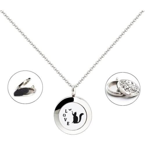 20mm Locket Magnet Twist Perfume Necklace Diffuser Stainless Steel With Chain Essential Oil Aroma Free 10pads Women Kids Gift