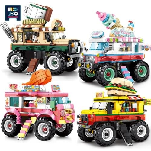 UKBOO Street View Sets Model Building Blocks Hamburger Restaurant Ice Cream Fried Coffee Creator Architecture Friends Girl City