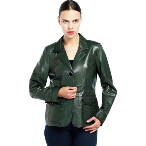 Genuine Soft Lambskin Leather Jacket Handmade Female Red Pink Biker Leather Blazer Woman Coat Real Fur Custom Product Jackets