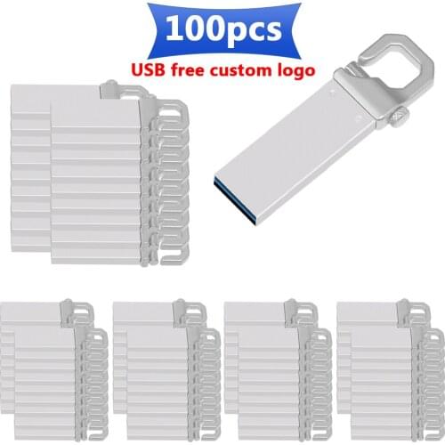 100pcs/lot 32GB metal USB flash drive 4gb 8gb 16GB 32GB 64GB pen drive USB3.0 tiny memory stick U Disk cle usb free logo