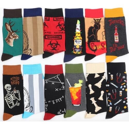 Mens Cotton Happy Socks Winter Gifts Set Sock Warm Funny Hip Hop Print Animal Cat From The Factory Dropshipping Contact Us