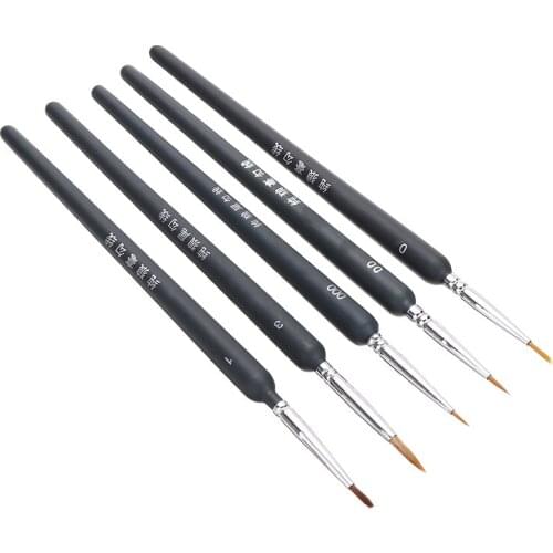 5pcs Nylon Hair Wooden Handle Hook Line Pen Miniature Fine Tip Detail Paint Brushes Watercolor Paint Brush Pen Set