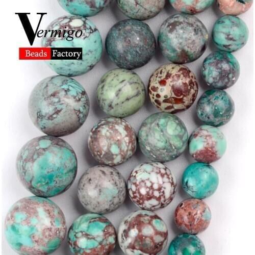 Natural Stone Beads 6/8/10mm Lake Blue Sea Sediment Jaspers Turquoises Round Beads for Jewelry Making Diy Bracelets Jewellery