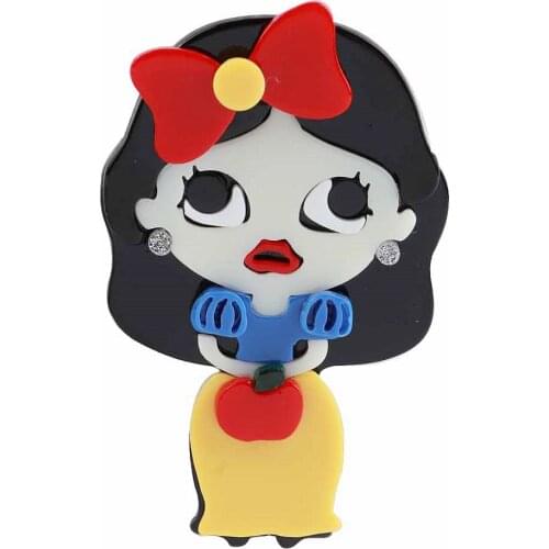 New Creative Lovely Princess Acrylic Brooches Pins For Women Girls Cute Elegant Cartoon Brooch Badges Fashion Party Jewelry Gift