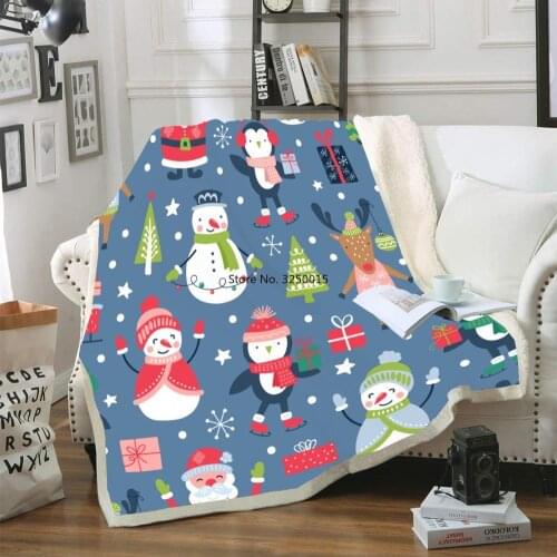 Coral Fleece Sherpa Red Throw Blanket Flat Bed Sheet Snew Deer Warm Soft Christmas Gift Sofa TV Blanket 130x150cm 150x200cm