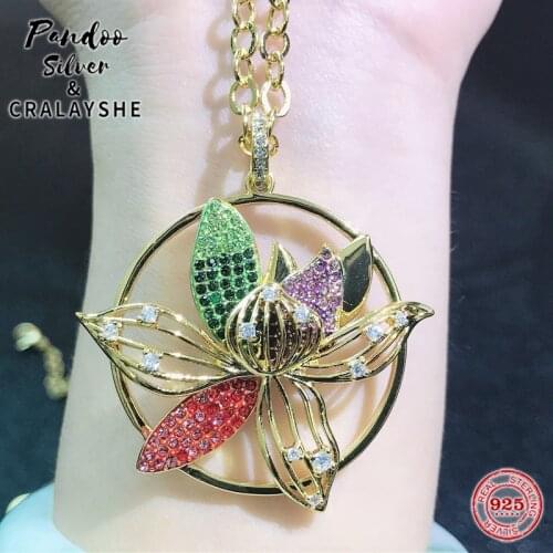 Trend S925 Sterling Silver Jewelry 1:1 Original Copy,TOGETHERNESS Colorful Orchid Adjustable Necklace Gift For Female With Logo