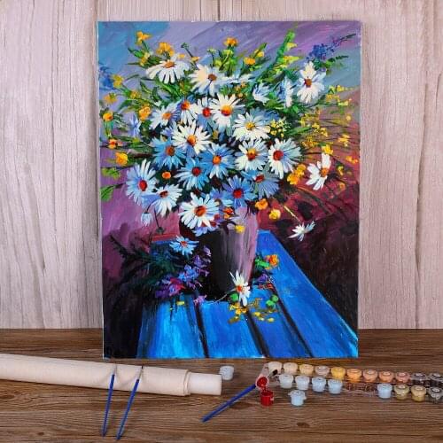 Landscape Chamomiles Painting By Numbers Set Acrylic Paints 40*50 Oil Painting Handmade Kids Drawing