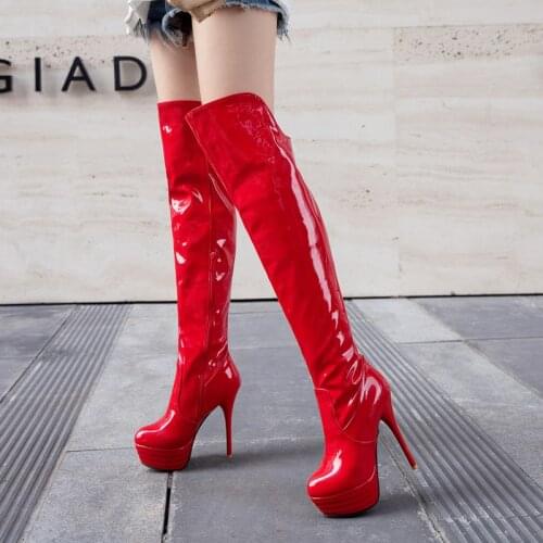 Plus Size 33-46 Sexy Over Knee Thigh High Boots Women Autumn Winter Long Boots Shoes Women Platform Velvet Boots biok