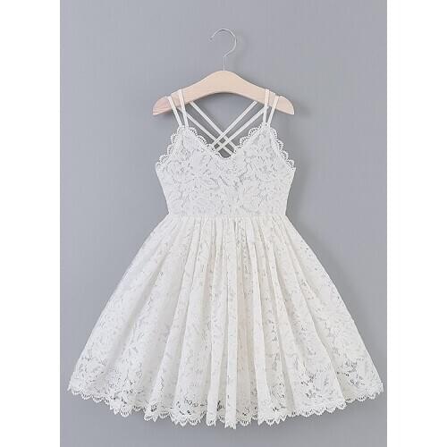 Girls Dress 2020 Summer New Princess Lace Beautiful Back V-neck Dress Kids Dresses Children Frocks 2-6 Years