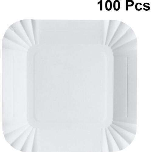 100pcs Plates Storage Practical Safe Square Paper Plates Disposable Plates for Fruits Dessert Cake Snacks