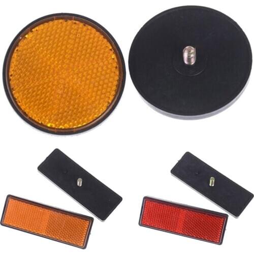 2Pcs Rectangle Round Cinta Reflectante Car Motorcycle Bike Caravan Lorry car Exterior Accessories Screw On Safety Reflector