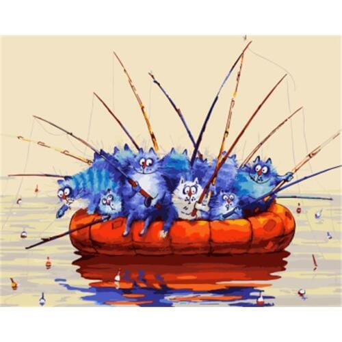 DRAWJOY Framed Animal Cat Painting & Calligraphy DIY Painting By Numbers Coloring By Numbers On Canvas For Home Decor