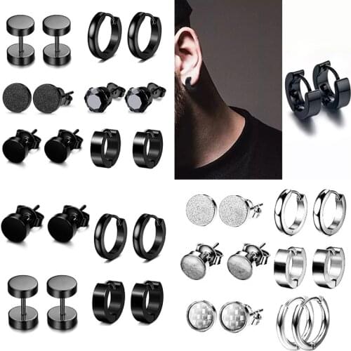 Stainless Steel Skull Black Stud Earring Set For Men Punk Earrings Set MenS Jewelry Gothic Lot Ear Stud Set Unisex Women Gifts