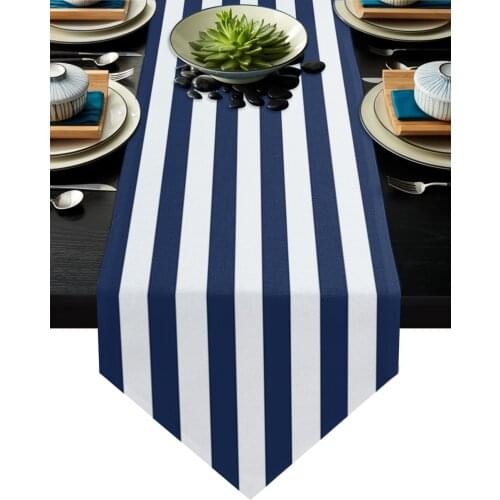 Table Runners Modern Blue And White Stripes Simple Table Runner Wedding Decoration Christmas Dinner Table Decoration