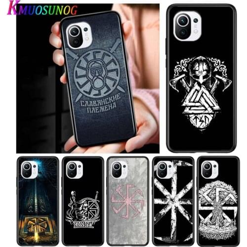 Slavic Viking symbol Kolovrat for Xiaomi Mi 11 10T Note 10 Ultra 5G 9 9T SE 8 A3 A2 A1 6X Pro Play F1 Lite 5G Black Phone Case