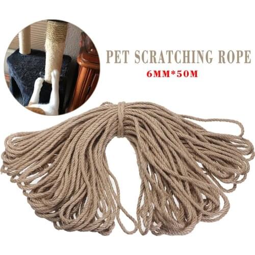 Replacement Sisal Rope For Pet Cat Scratching Post Claw Care Toy Repair Making Desk Legs Binding Rope 6mmx50m