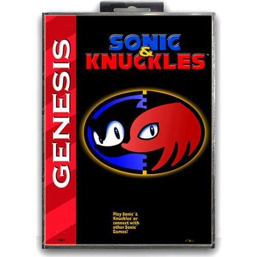 Sonic & Kunckles with Box with Box for 16 bit Sega MD Game Card for Mega Drive for Genesis Video Console