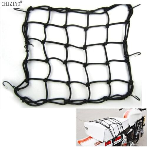 40*40cm Universal Motorcycle Luggage Net Cargo Net Helmet Rope Storage Bag Fuel Tank Mesh Adjustable With 6 Hooks CHIZIYO