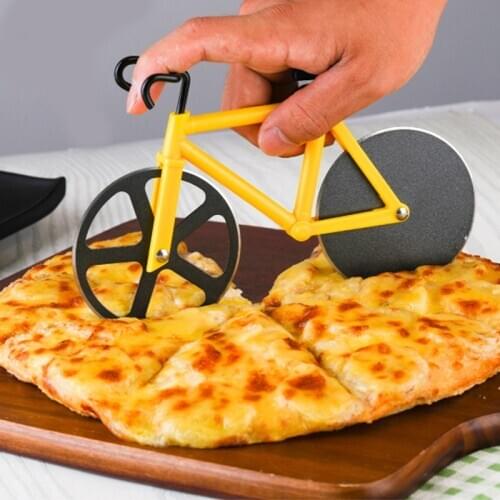 Bike Round Pizza Cutter Knives Stainless Steel Pizza Knife Bicycle Shape Cutting Knife Pizza Waffle Cookies Cut Tool