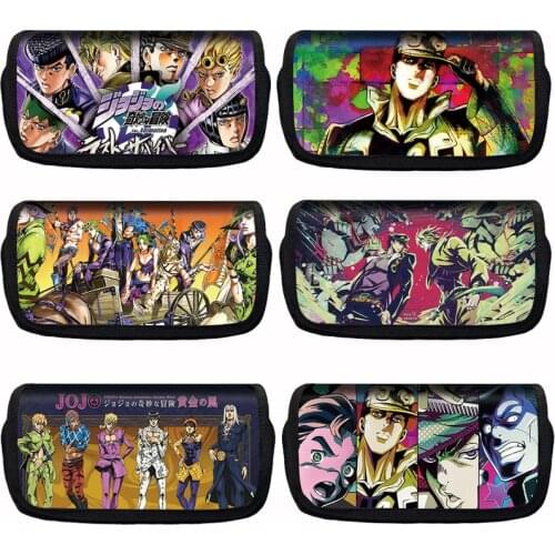 Japan Anime Killer Queen / Jojo Bizarre Adventure Teenagers School Supplies Box Makeup Bag Canvas Pencil Bags Zipper Pen Case