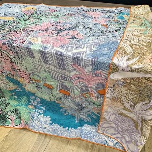 2 Side Prints Women Wool Scarf Shawl for 2021 Autumn Winter Fashion Scarves Wraps Cape Foulard 105*105cm