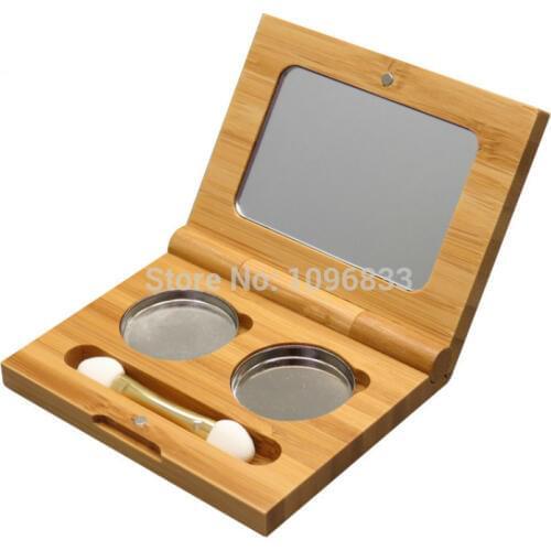 10pcs/Lot Bamboo Eyeshadow Case Pallette Blusher Container Wood Eye Shadow Box Hand made Wooden Cosmetic Compact