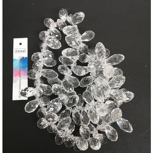 Camal 100pcs/string 20x10mm Teardrop Water Drop Crystal Pendant Prism Faceted Loose Bead Hanging Craft Part Wedding Party DIY