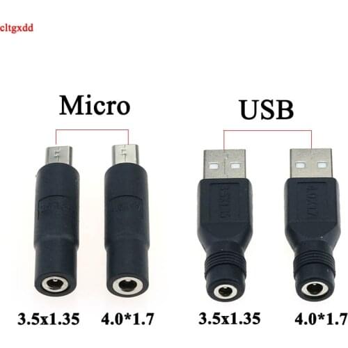 1X 3.5 x 1.35 4.0 x 1.7 mm DC Power Female to Micro USB 2.0 Male Plug Connector Adapter for Smartphone Tablet Charger Converter