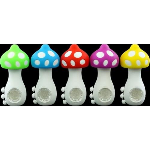 5pcs Pipe for Smoking Tobacco Herb with Glass Bowl Mushroom Design Cute Cigarette Accessories Girls Hot Sale Silicone