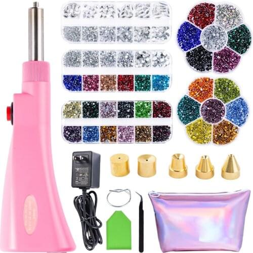 AAAAA Upgrade Hotfix Applicator Automatically Pick Up Hot Fix Rhinestone Setter Wand Tool Kit with 2 Box High Quality Rhinestone