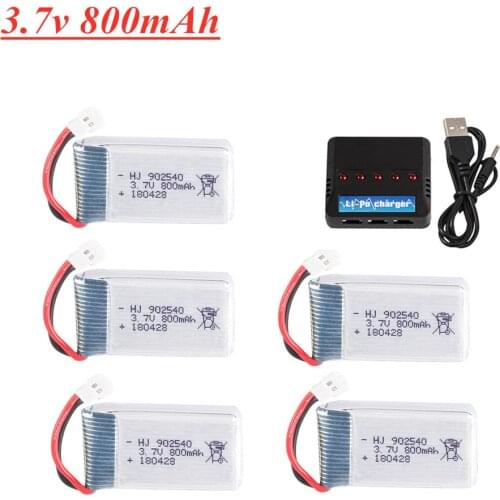 902540 3.7V 800mAh Lipo Battery +5 in 1 Charger Set for Syma X5 X5C X5SC X5SW TK M68 MJX X705C SG600 RC Drone Spare Part