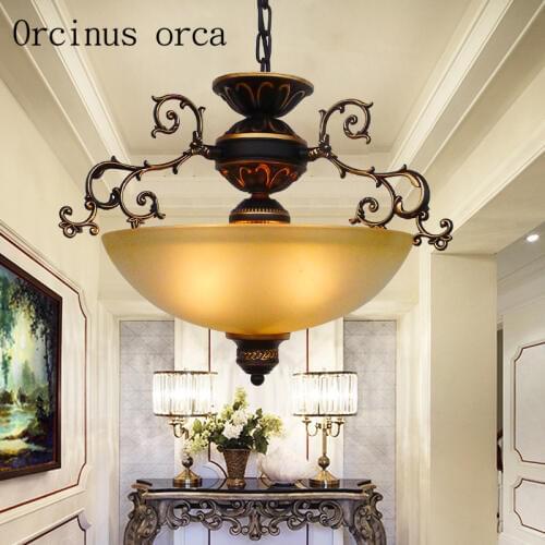 American retro single head chandelier living room balcony bedroom European style art luxury LED glass Chandelier