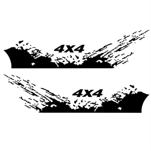 4PCS Car Stickers 4X4 Off Road(40*10cm)+Mountain Graphic Decal(190*50cm) Sticker for Car Truck Exterior Accessories White