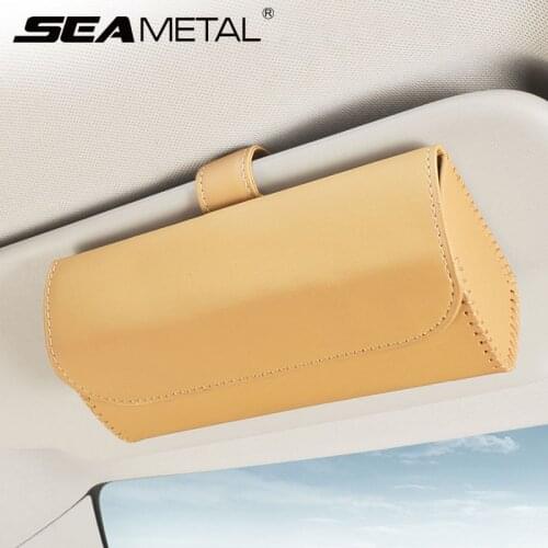 Car Sun Visor Storage Bag Interior Auto Sun Visor Sunglasses Holder PU Leather Automobiles Glasses Organizer Automobiles Goods