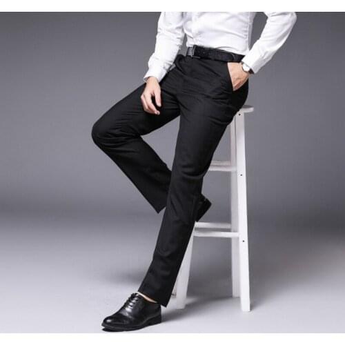 Mens Spring Autumn Fashion Business Casual Long Pants Suit Slim formal wear Pants Male Straight Formal Trousers Big Size 28-40