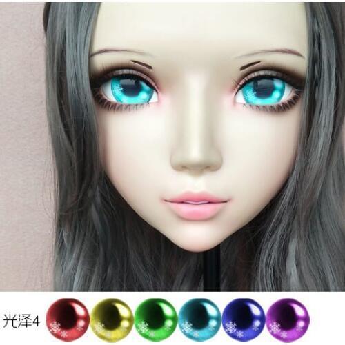 DM064) Girl Sweet Resin Japanese Anime Kigurumi Mask Cosplay Lolita Crossdressing Lifelike BJD Masks Eyes Color for Choose