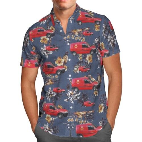 Red Car 3D Beach Hawaiian 2021 Summer Mens Shirt Short Sleeve Shirt Streetwear Oversized 5XL Camisa Social Chemise Homme-148