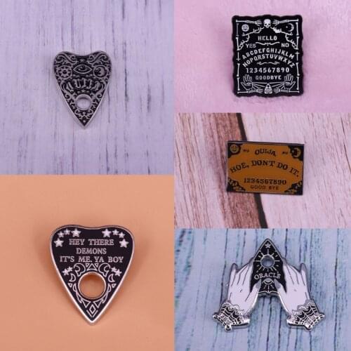 Halloween Funny Ouijas and Chill Planchette Enamel Lapel Pins Gothic Black Witchcrafts Brooch Pin Fashion Jewelry Unisex