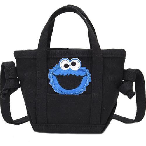 Sesame Street Canvas Messenger Shoulder Crossbody Tote Bucket bag ELMO cookie Monster Cute Fashion Cartoon Purse