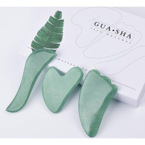 Face Gua Sha Tools Natural Green Aventurine Guasha Scraping 3 Pieces With Gift Box Specail For Facial massage Beauty Gua Sha