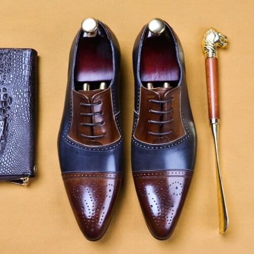 Italy Design Men Dress Shoes Genuine Cow Leather Brogue Wedding Shoes Mens Casual Fats Shoes Black Burgundy Oxford Shoes For Men