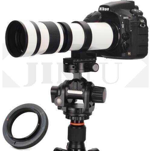 JINTU White 420-800mm F/8.3 MF Manual Telephoto Zoom Camera Lens +T2 for Nikon 1 Mount J1 J2 J3 J4 J5 V1 V2 V3 S2 AW1 Camera
