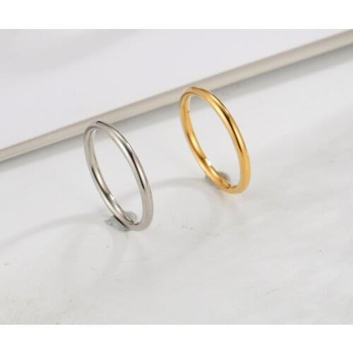 COOLTIME Stainless Steel Rings Women Gold Color Anti-allergy Smooth Simple Wedding Couple Rings Bijouterie Jewelry Accessories