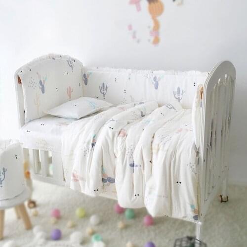 9PCS/SET Colorful Pattern Baby Crib Bedding Set Newborn Bedding Set Children Cot Set Infant Crib Bumper Sheet Quilt Pillow