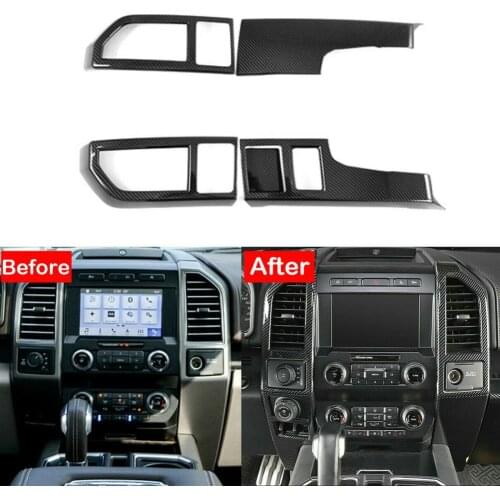 Carbon Fiber Console Middle Air Vent Outlet Covers For Ford F150 F-150 2015-2019